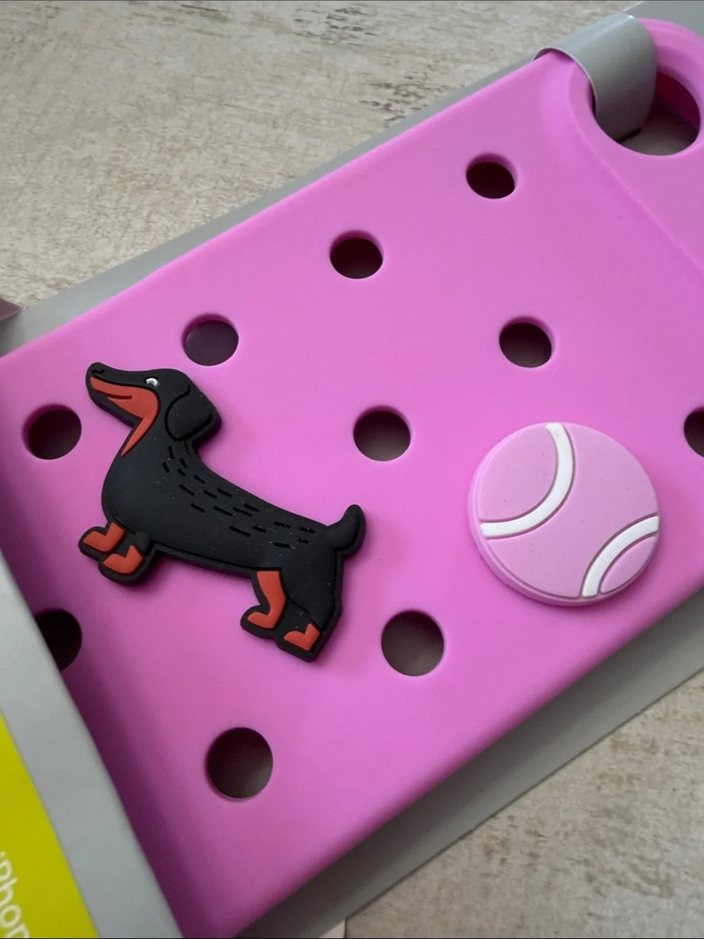 heyday Pink Phone Pop-In Case with Dachshund & ball Charm